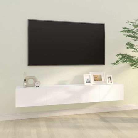 Meubles TV muraux 2 pcs blanc 100x30x30 cm bois d'ingénierie