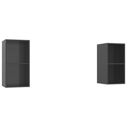 Meubles TV muraux 2 pcs Gris brillant