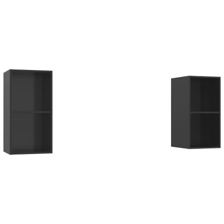 Meubles TV muraux 2 pcs Noir brillant 2