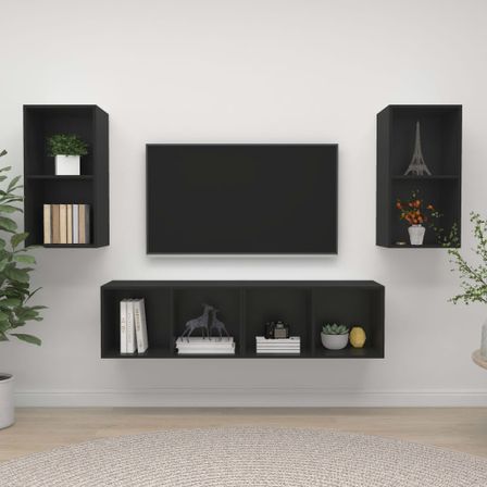 Meubles TV muraux 4 pcs Noir 3