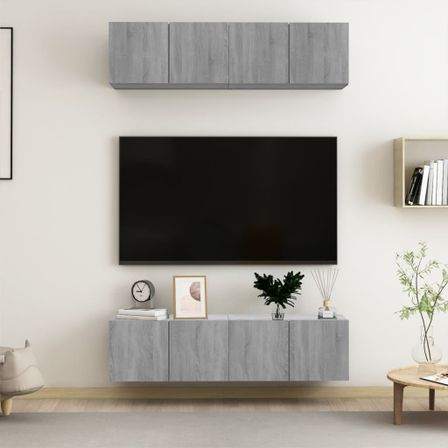 Meubles TV muraux 4pcs Sonoma gris 60x30x30cm Bois d'ingénierie