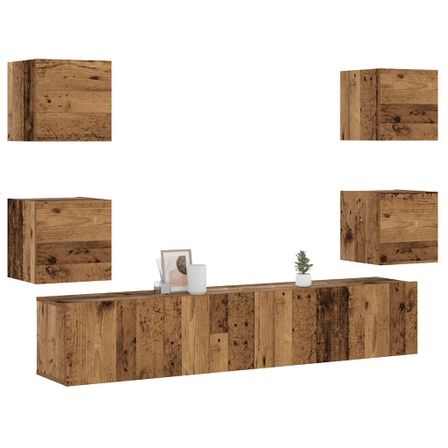 Meubles TV muraux 6 pcs vieux bois bois d'ingénierie
