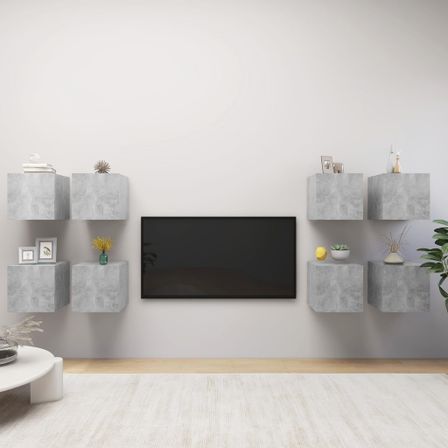 Meubles TV muraux 8 pcs Gris béton 30,5x30x30 cm
