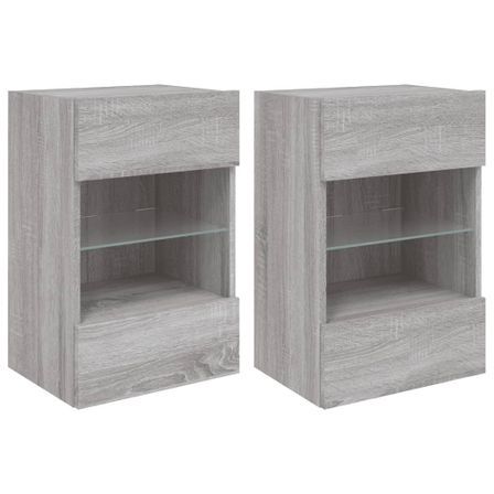 Meubles TV muraux et lumières LED 2pcs sonoma gris 40x30x60,5cm