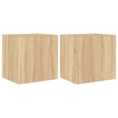 Meubles TV muraux lumières LED 2 pcs chêne sonoma 40,5x35x40 cm