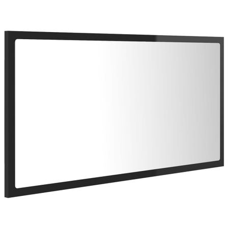 Miroir à LED de bain Noir brillant 80x8,5x37 cm
