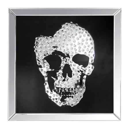 Miroir à strass tête de mort