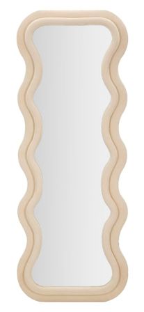 Miroir crème en velours au cadre ondulé Emily