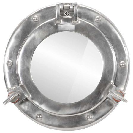 Miroir hublot mural en aluminium et verre