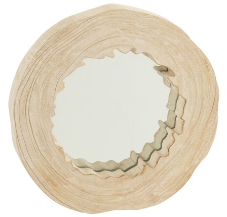 Miroir irrégulier bois de paulownia blanc Briane D 42 cm