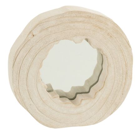 Miroir irrégulier bois de paulownia blanc Domia D 28 cm