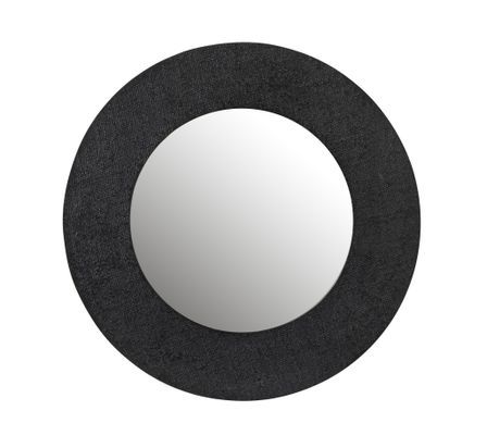 Miroir métal effet jute noir Kolina D 70 cm
