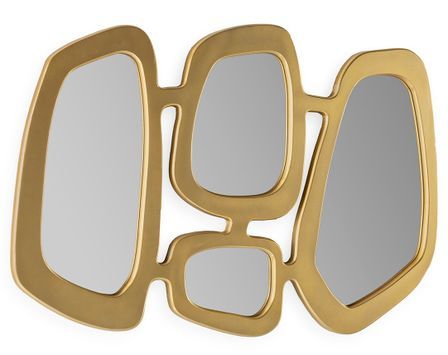 Miroir mural art déco en métal doré KIMAN - L 93 x H 63 cm