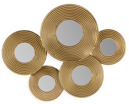 Miroir mural art deco en métal doré KINSKY - L 86 x H 68 cm