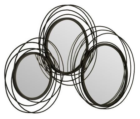 Miroir mural art déco métal noir ARKO - L 117 x H 76 cm