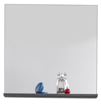 Miroir mural avec étagère mélaminé gris mat Dufay