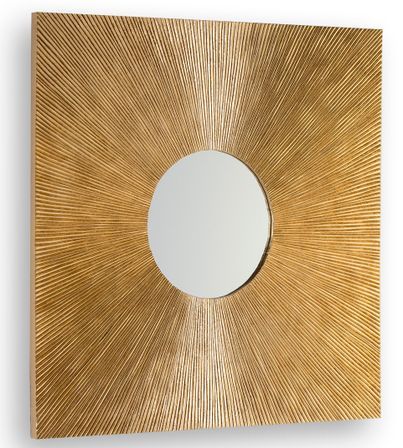 Miroir mural carré bois naturel LURY – L 80 x H 80 cm