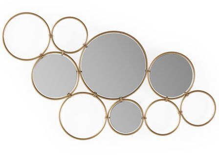 Miroir mural design en métal doré LIMO - L 100 x H 57 cm