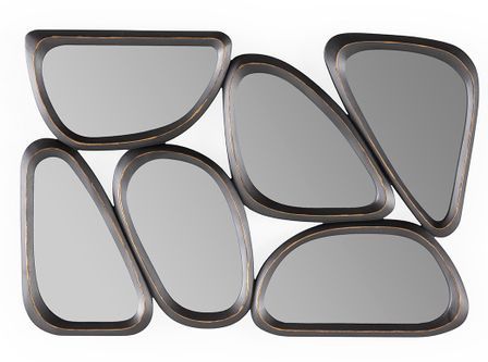 Miroir mural moderne métal gris LOMAN - L 89 x H 61 cm