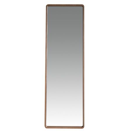 Miroir mural ou à poser rectangulaire – Cadre bois plaqué noyer naturel – L 60 x H 190 cm