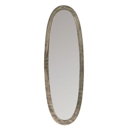 Miroir mural ovale verre et métal antique gris Marino
