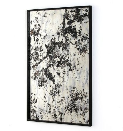 Miroir mural rectangulaire métal noir et miroir vieilli Picty