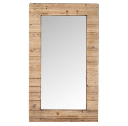 Miroir mural rectangulaire verre et bois massif clair Indie