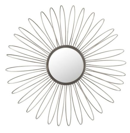 Miroir mural rond à LED verre et métal argenté Liath