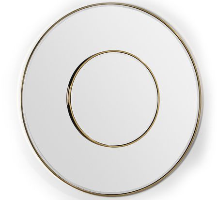 Miroir mural rond art déco en verre et métal doré POVA – Ø 120 cm