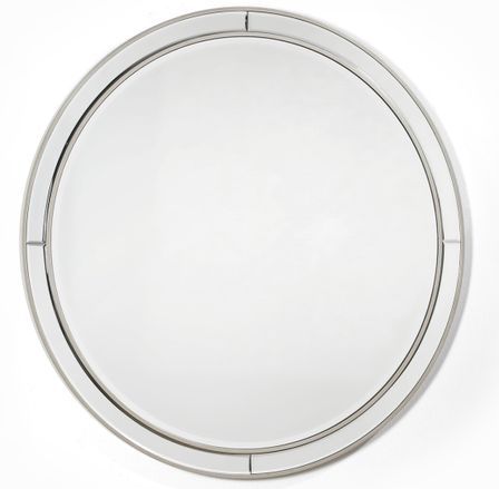 Miroir mural rond bois argenté AKTY – Ø 90 cm