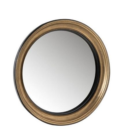 Miroir mural rond convexe polyuréthane doré et noir Ysarg