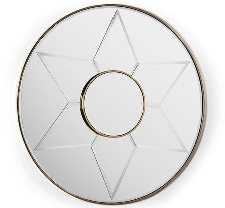 Miroir mural rond design en métal doré RAVY – Ø 120 cm