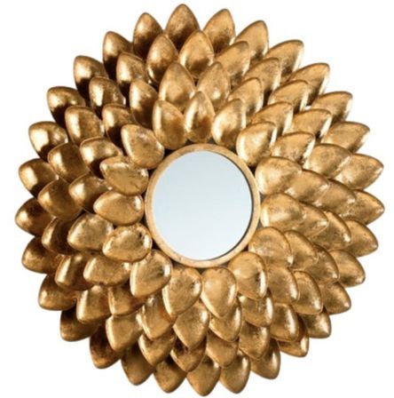 Miroir mural rond en métal doré KALY - Ø 73 cm