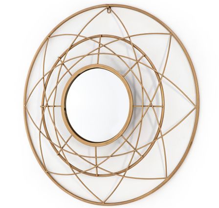 Miroir mural rond en métal doré STELA - Ø 78 cm