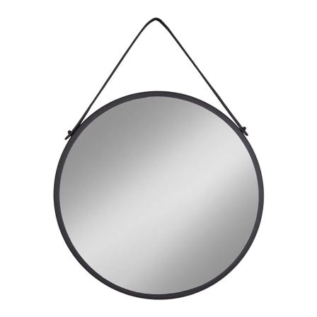 Miroir mural rond en métal noir TRAPANI – Ø 60 cm