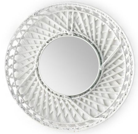 Miroir mural rond en osier blanc GALY – Ø 50 cm