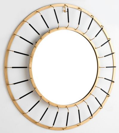 Miroir mural rond métal doré et noir Roxane