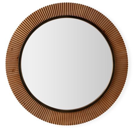 Miroir mural rond métal et bois bicolore VUNA – Ø 108 cm