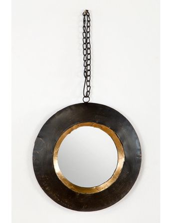 Miroir mural rond métal marron et doré Canva