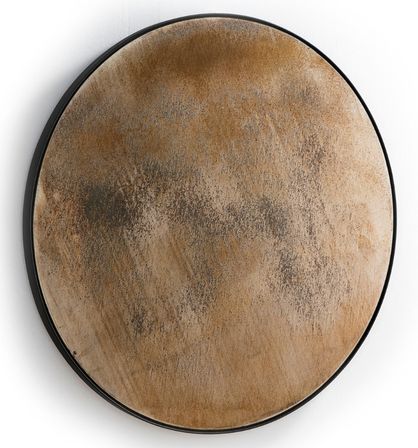 Miroir mural rond métal noir et miroir vieilli oxydé Picty