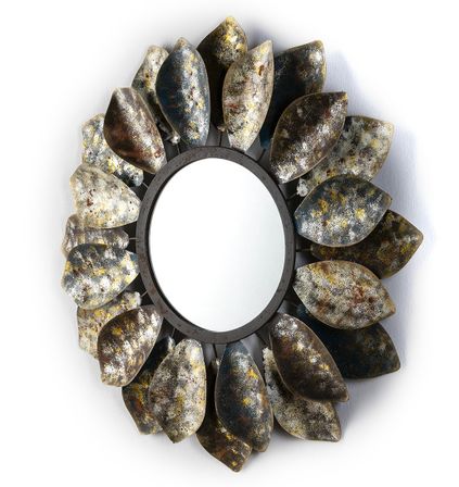 Miroir mural rond métal vieilli Cailly