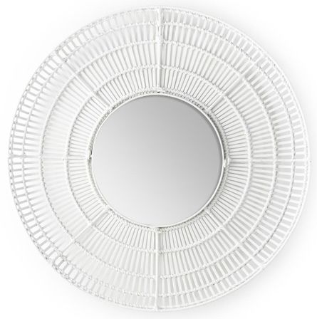 Miroir mural rond en osier blanc GALY – Ø 90 cm