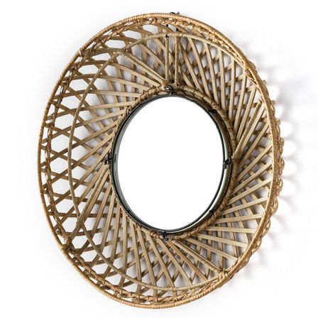 Miroir mural rond osier naturel Gaell D 50 cm