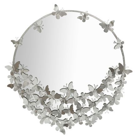 Miroir mural rond papillon argenté cm ø 91x3x94