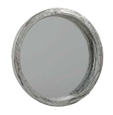 Miroir mural rond résine argentée Licia D 34 cm