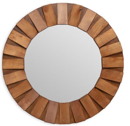 Miroir mural rondd en bois naturel SONA – Ø 89 cm