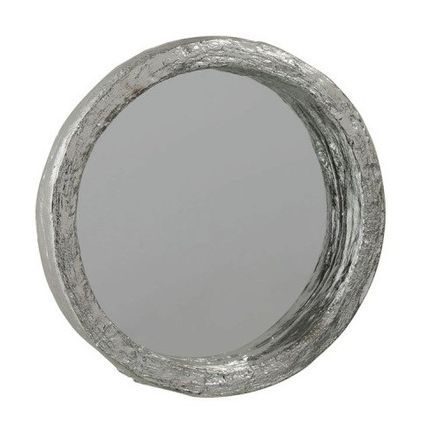 Miroir murl rond résine argentée Licia D 25 cm