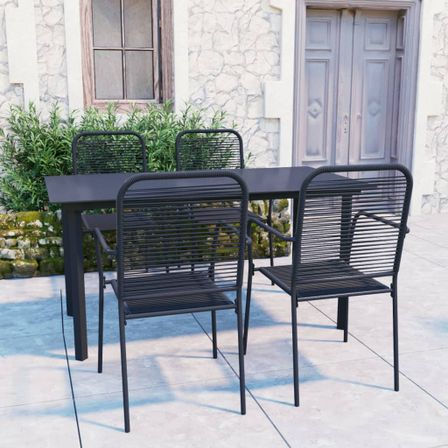 Mobilier à dîner d'extérieur 5 pcs Noir Verre et acier