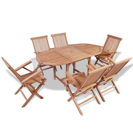 Mobilier à dîner d'extérieur 7 pcs Bois de teck solide