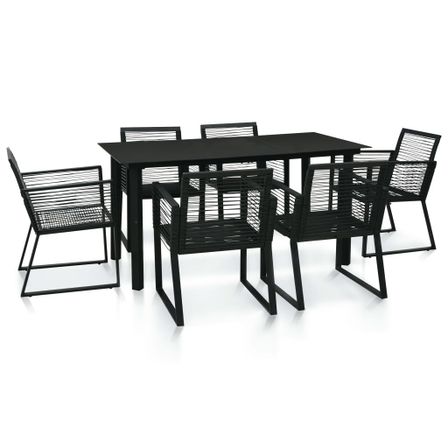 Mobilier à dîner d'extérieur 7 pcs Rotin PVC Noir